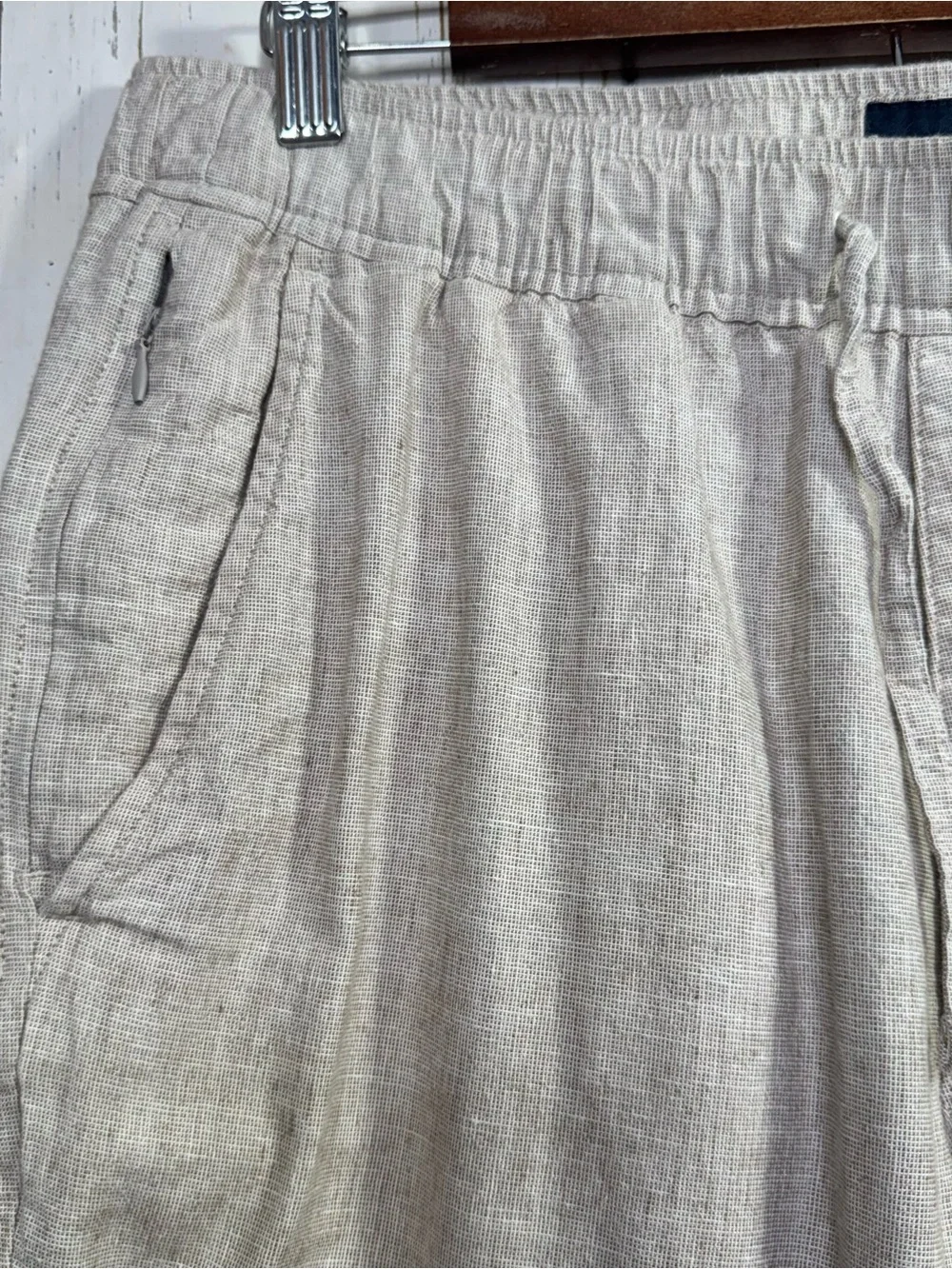 Abercrombie & Fitch Loose Beige Linen Blend Drawstring Pants M Coastal Beach